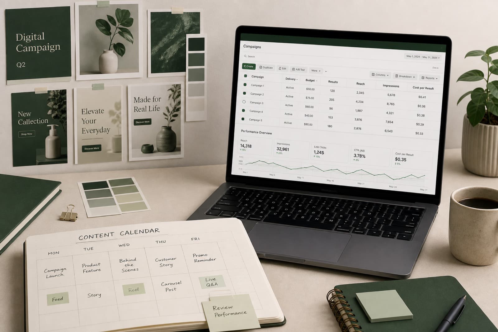 Digital marketing campaign planning workspace